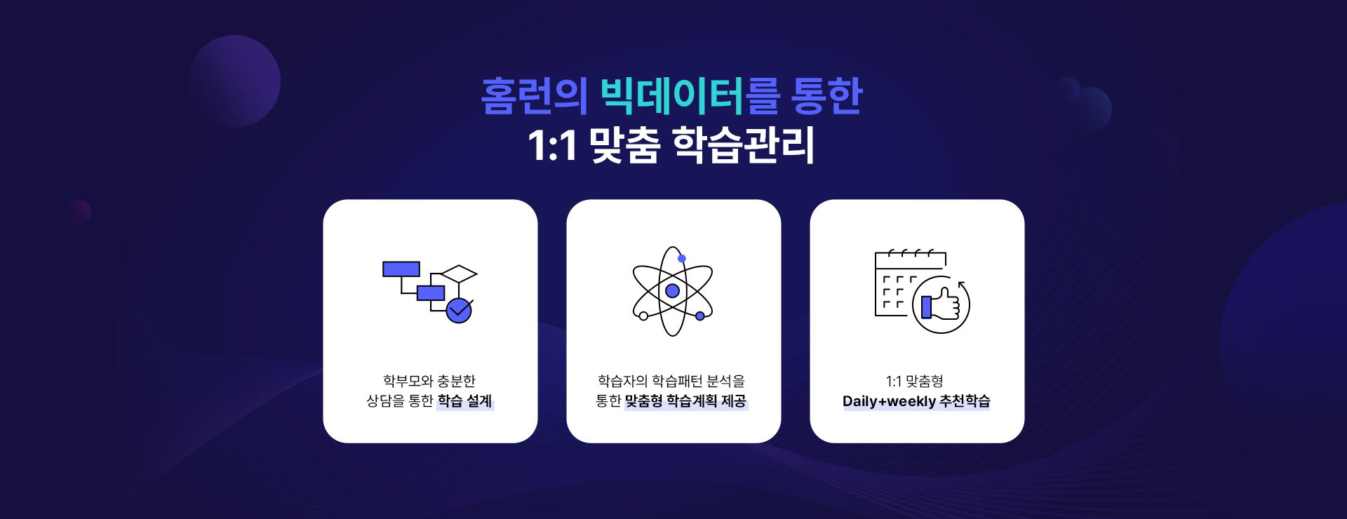 홈런의 빅데이터를 통한 1:1 맞춤 학습관리