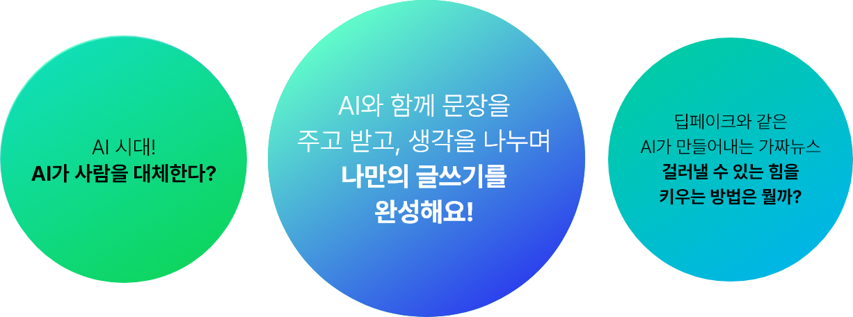 AI가 주는 정보를 무분별하게 받아들이지 않도록  비판적 사고 능력을 키워요!