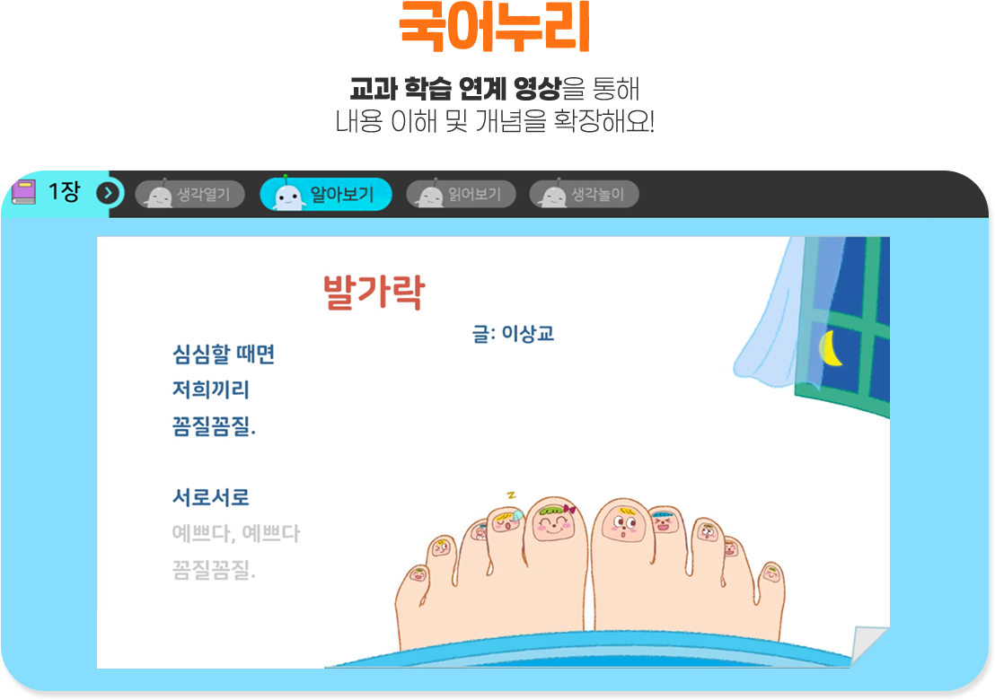 국어누리 읽기,쓰고,어휘,문법 모두 아이 레벨에 맞게 편식없이 골고루 학습할 수 있어요!